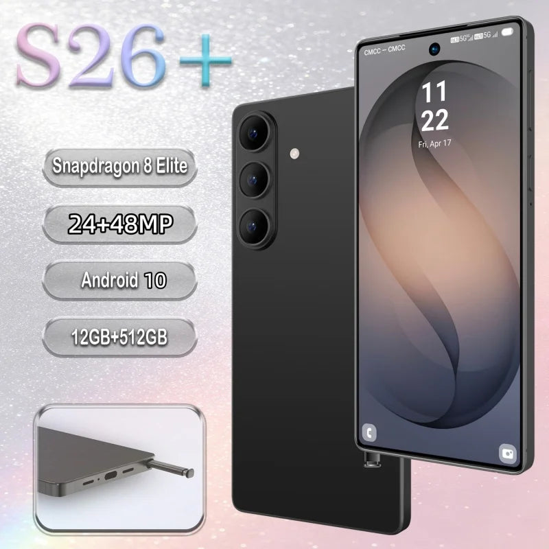 2026 NEW S26 + Smartphone Ultra intelligent 4G 5G dual card dual standby Android system 12GB+512GB global version 6000mAh