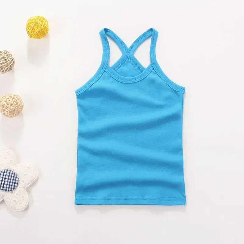 Children Vests T-shirts Summer Boys Girls Cotton Sports Tops Waistcoat Pure Color Casual Kids Vest
