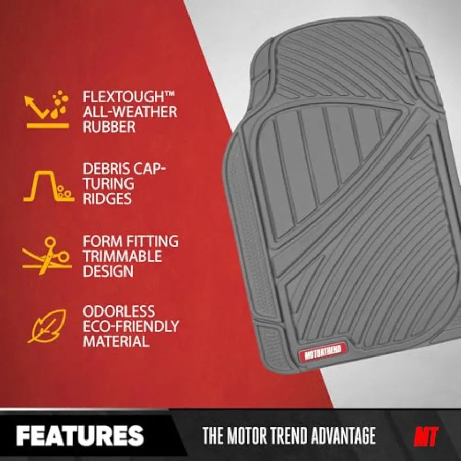 FlexTough Performance All Weather Rubber Car Floor Mats with Cargo Liner Full Set Front and Rear Odorless Floor Mats for Cars T