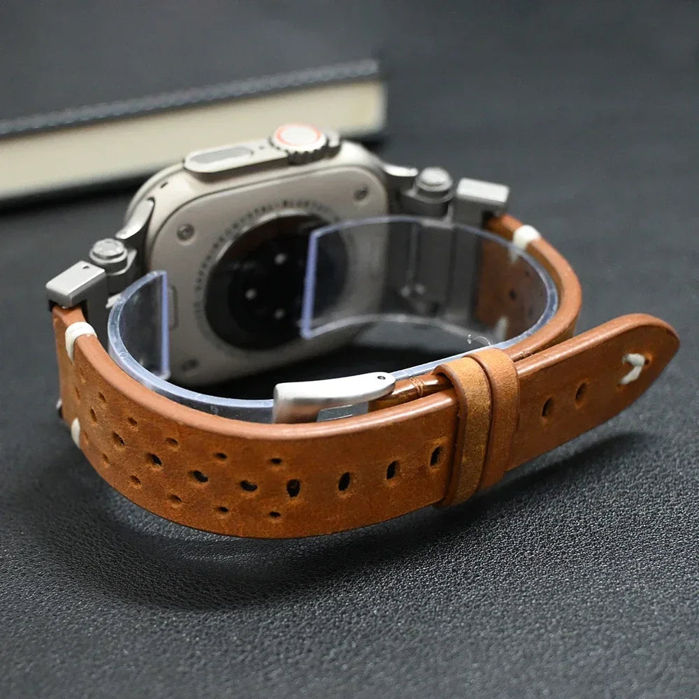 Luxury Leather Band for Apple Watch Ultra 3 2 49mm Series 11 10 46mm 9 8 7 45mm Correa Strap for iWatch 6 5 4 Se 3 44mm Bracelet