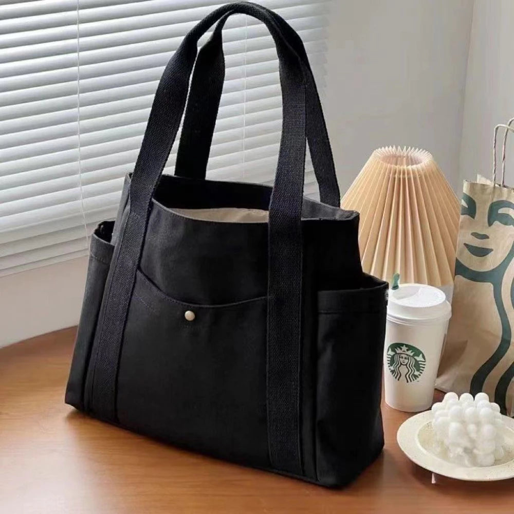 Large Capacity Canvas Tote Bags for Work Commuting Shopping Women Carrying Bag College Style Student Outfit Book Shoulder Bags