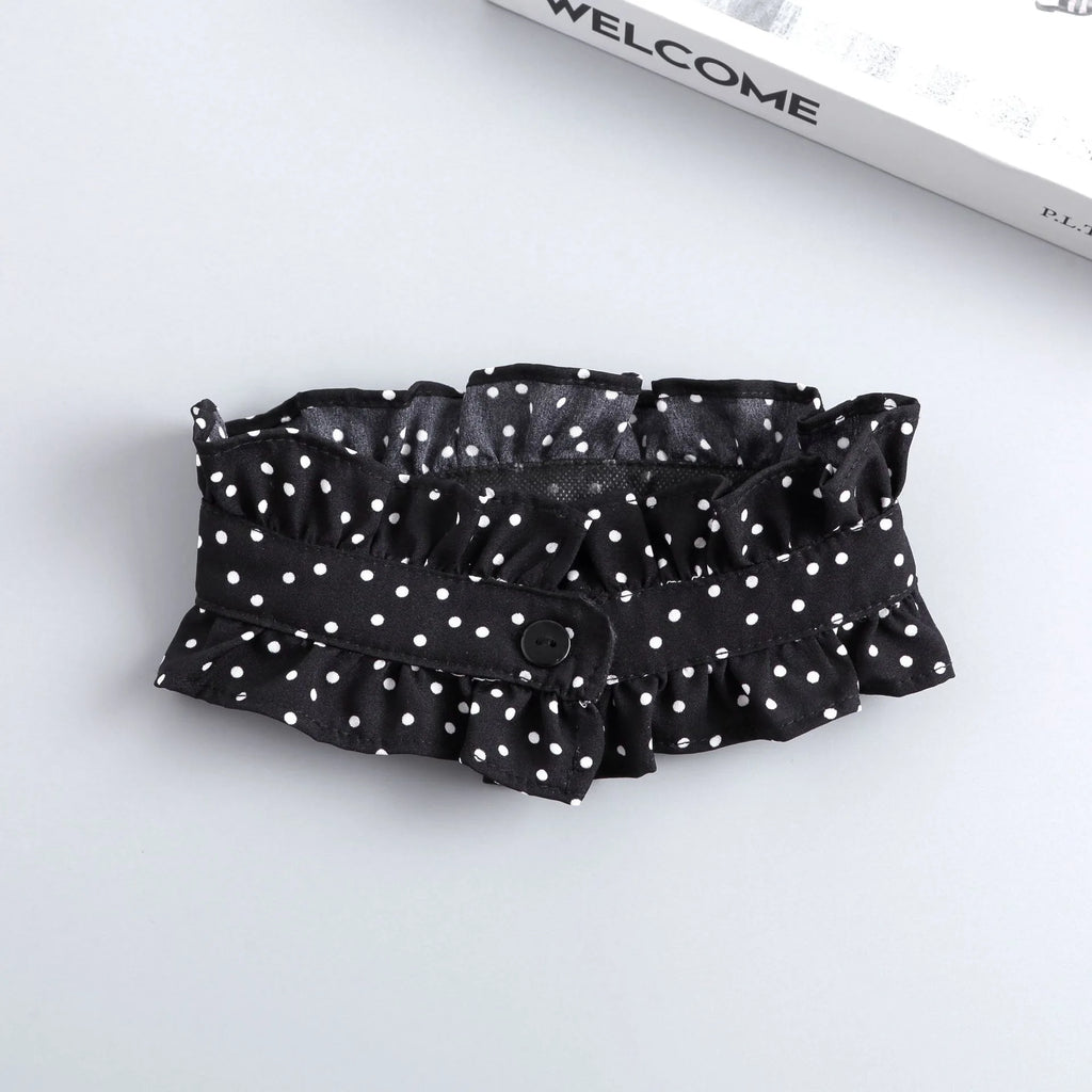 Fashion Ruffles Button Fake Collar for Women Stand Detachable Collar Fake Girls Vintage Lace Ladies False Blouse Collar