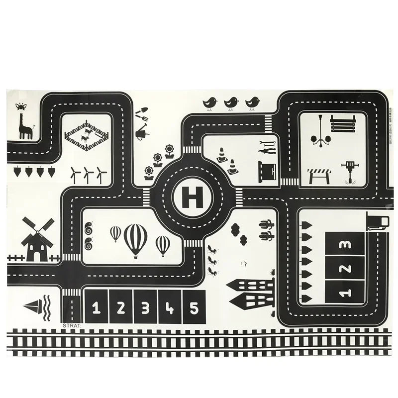 Baby Play Mat City Traffic Road Map Mat Carpet City Car Parking Lot Roadmap Traffic Signs Baby Climbing Playing Mat Game