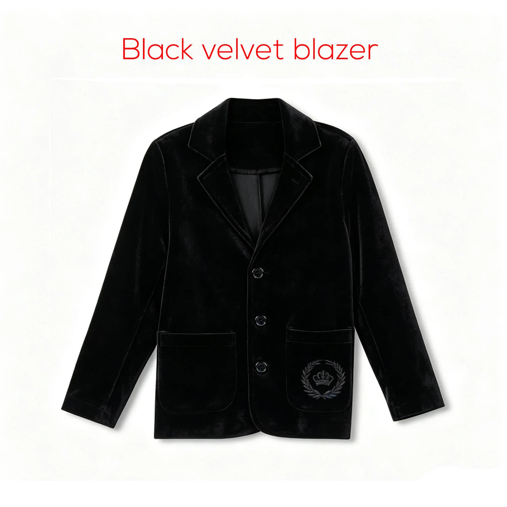 AP Velvet Collection AW26 Girls Lace Velvet Patchwork Dress Cute Baby Girls Set Boys Blazer Brother Sister Matching Clothing