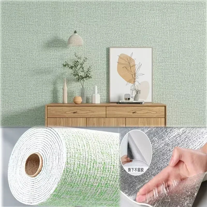 Self-Adhesive 3D Linen Foam Wall Sticker PVC Moisture-proof Wallpaper for Living Room Bedroom Bathroom Dormitory Home Decoration