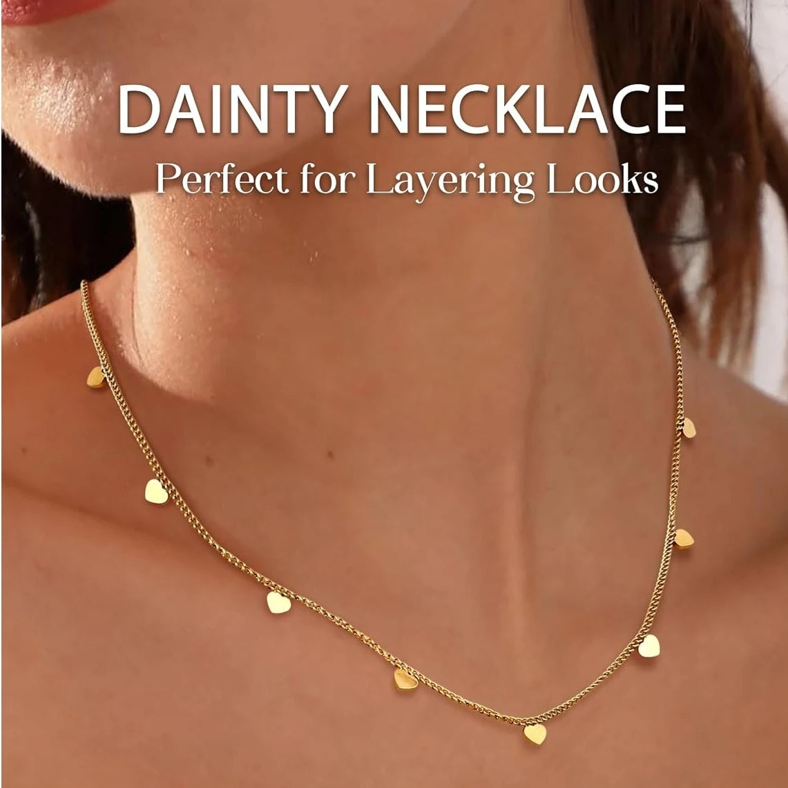 Bobisty 3Pcs Necklace for Women Stainless Steel Waterproof Chain Adjustable Layered Necklace Set Coin Heart Choker Jewelry Gift