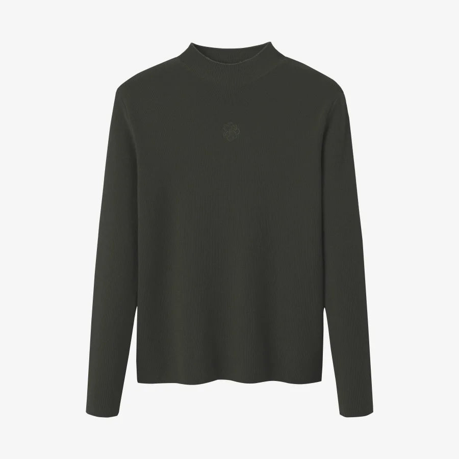 AS AW26 fashion Embroidered knit mockneck top + Plaid buckle skirt match woman clothes