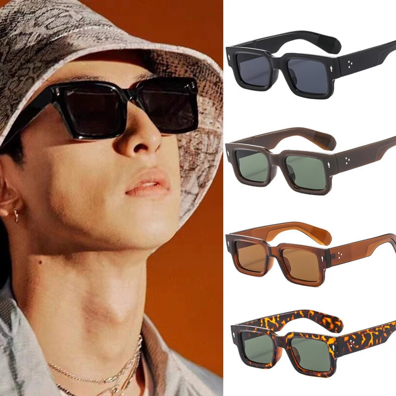 New Men's Personality Minimalist Style Sunglasses Fashion Cool Retro Rectangle Glasses Oculos De Sol Femino