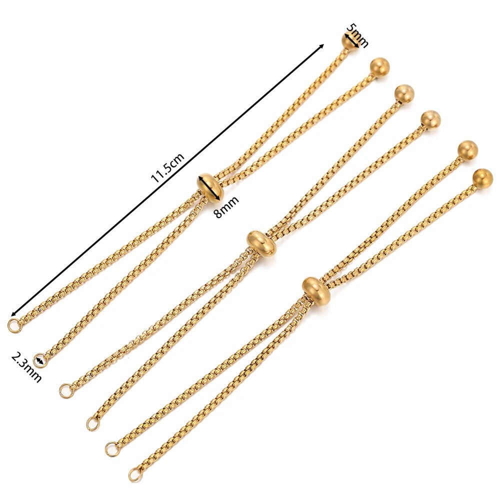3pcs/lot Adjustable 304 Stainless Steel Bracelet Makings Slider Extender Box Chains with Ball Ends for DIY Jewelry Making