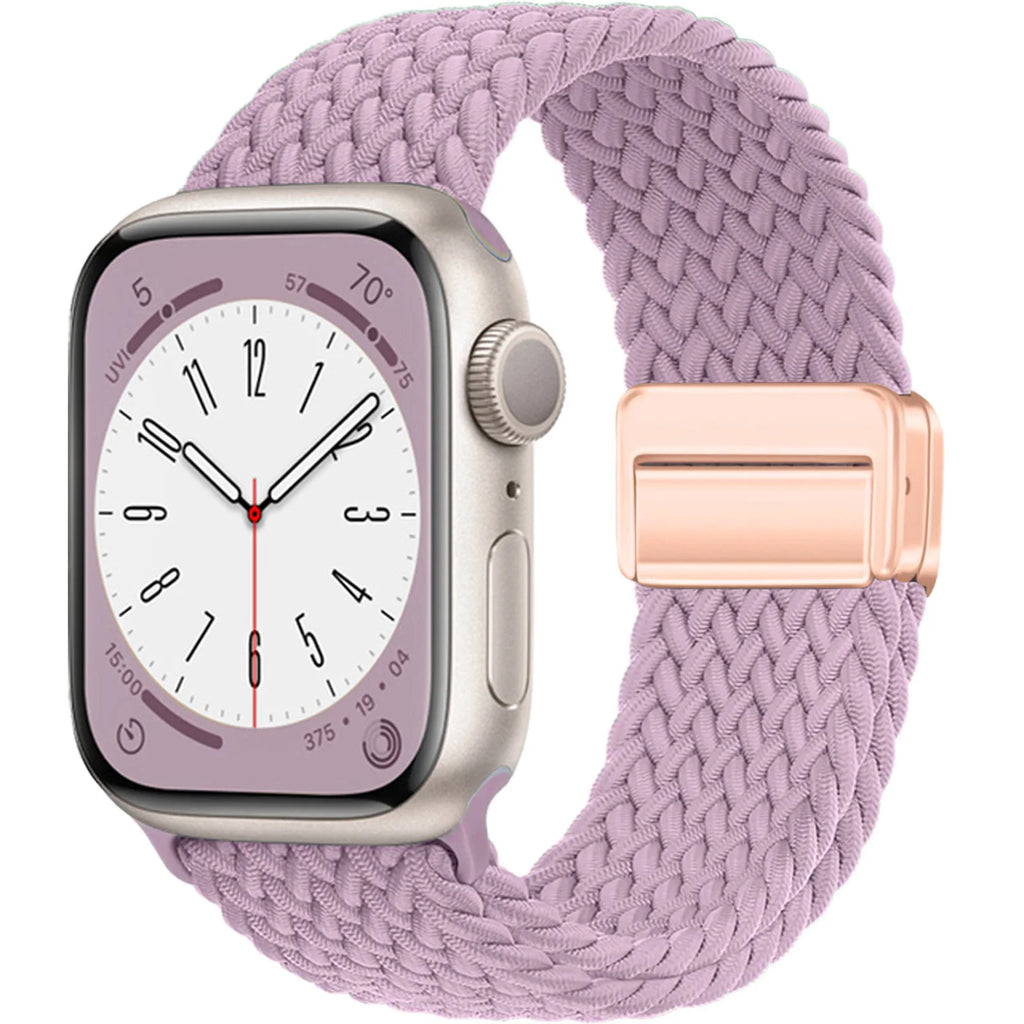 Nylon Strap For Apple Watch Band Ultra 44mm 40mm 45mm 49mm 41mm 44 mm magnetic buckle Braided Bracelet iWatch series 10 9 se 7 8