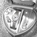 5PCS Fashion Arabic Dial Women Quartz Watch Rhinestone Jewelry Set Silvery Mesh Band Wristwatches Reloj Mujer（Without Box）