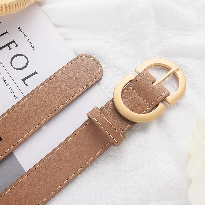 1pc New Women's Belt Fashion Trend Alloy Needle Buckle Shape Simple Pu Leather Decorative Waistband Students Daily Casual Wear