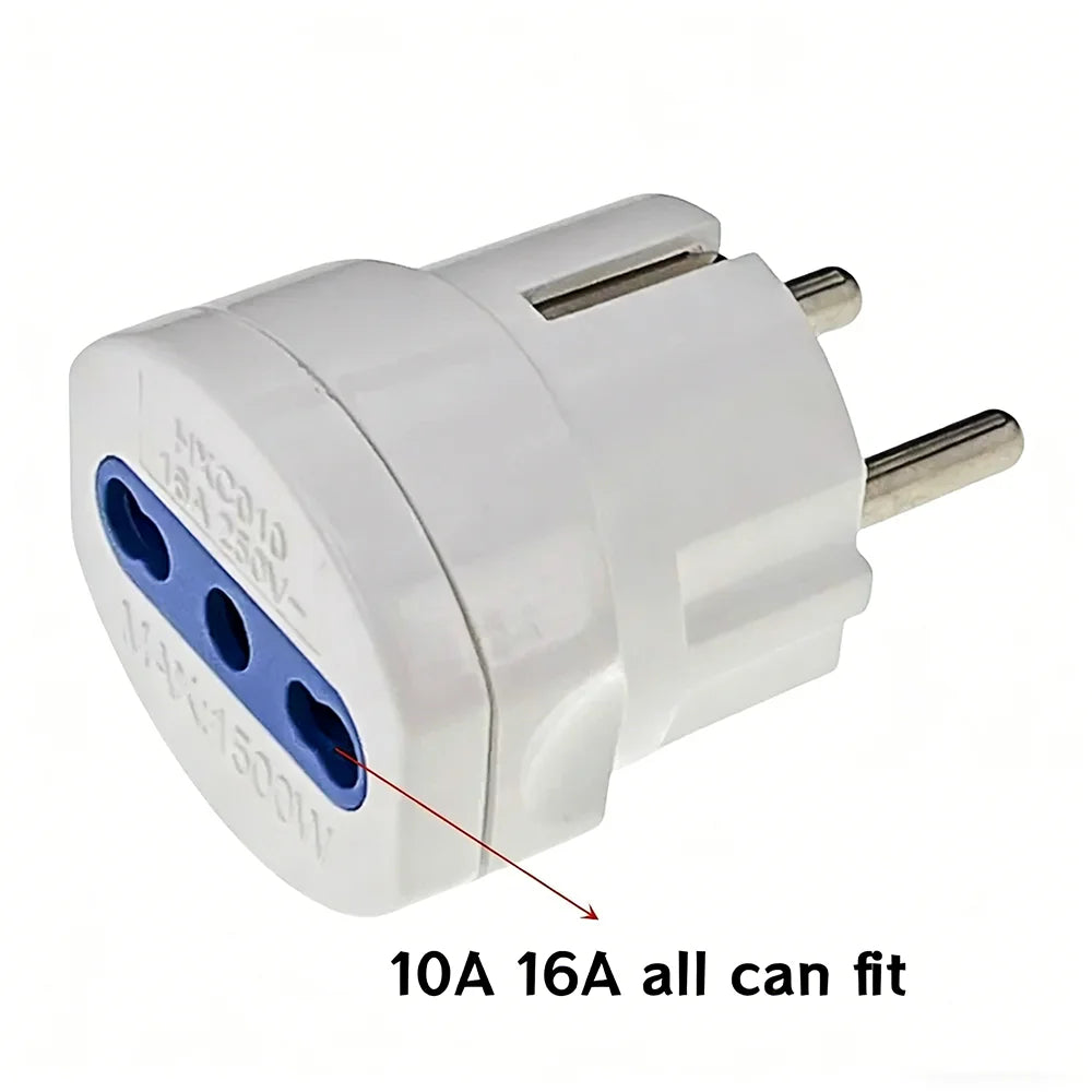 Germany France to Italy Travel Adapter 10A/16A  250V Power Plug Converter for Italy  Chile Electrical Socket