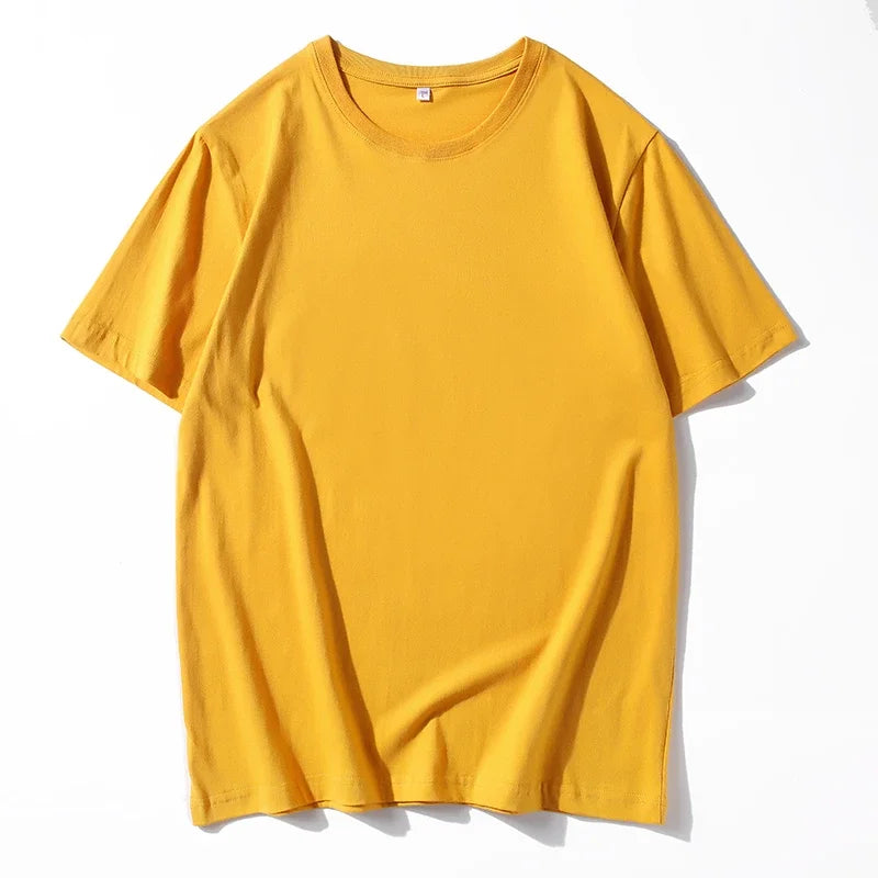 Men's Solid Color Round Neck Cotton Short Sleeved T-shirt Summer Comfortable Top