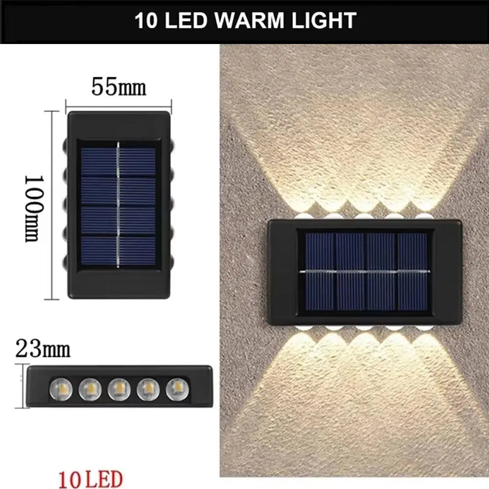 Solar Wall Lamp Outdoor Warm Light Waterproof Up And Down Luminous Lighting Balcony Yard Garden Decoration Lights Exterior Wall