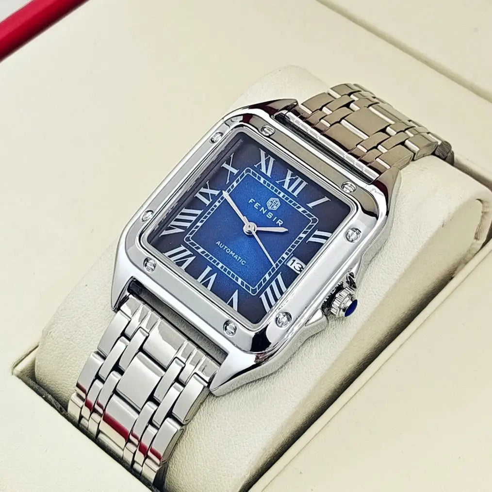 Luxury Watch for Men, Calendar Display, Stainless Steel Strap, High-End Luxury Small Square Men's Watch, Fashionable Business Casual Versatile Trendy Men's Wristwatch, the Best Gift for Him
