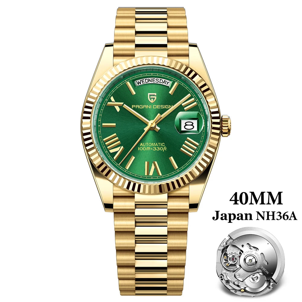 PAGANI DESIGN 2026 New Luxury Rose Gold DD40 Automatic Watch For Men NH36A Mechanical Wristwatch Men Stainless steel Waterproof
