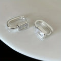 Huitan Fashion Contracted Rectangular Cubic Zirconia Hoop Earrings for Women Silver Color/Gold Color Temperament Jewelry