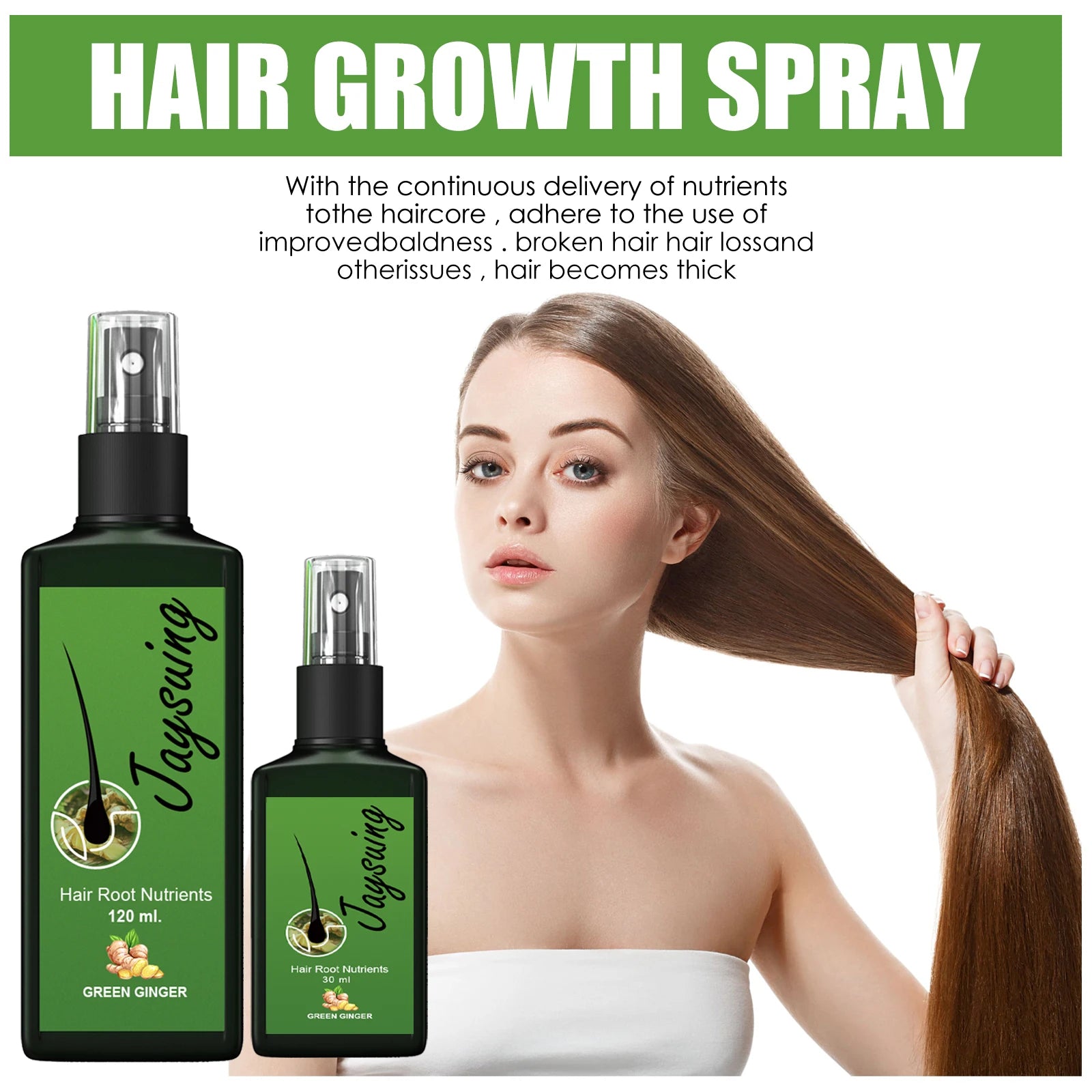 Fast Hair Growth Spray Anti-Baldness Thickening Growing Moisturize Smooth Hair Repair Split Frizz Ginger Scalp Treatment Essence