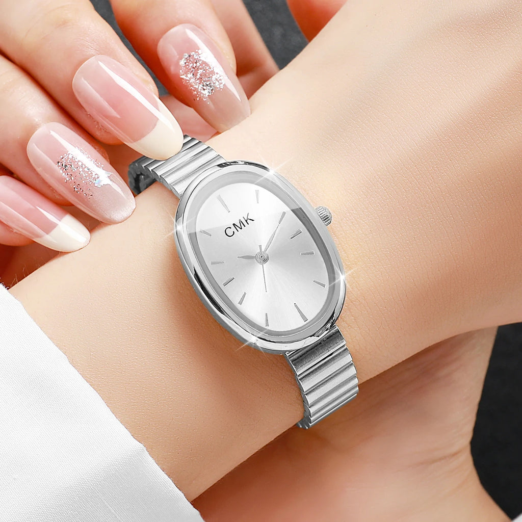 Fashion Ultra-thin Band Women Watches Oval Dial Ladies Analog Quartz Wristwatch Elegant Gift Reloj Mujer（Without Box）