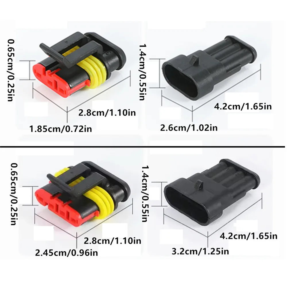 1/2/3/4 Pin Waterproof Connectors, Electrical Terminal Quick Connector, 10Pcs/ 5Sets, With Wire, Suitable For Cars, Ships, Etc.