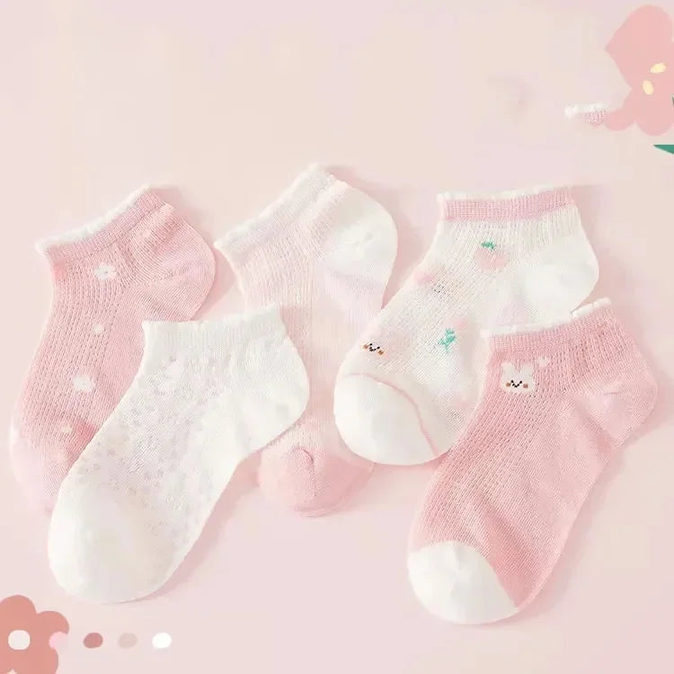 Kids Socks 5 Pairs/Lot Spring Summer Cotton Girls Socks Cute Flowers Pattern for Children Baby Little Girl Clothing Accessories