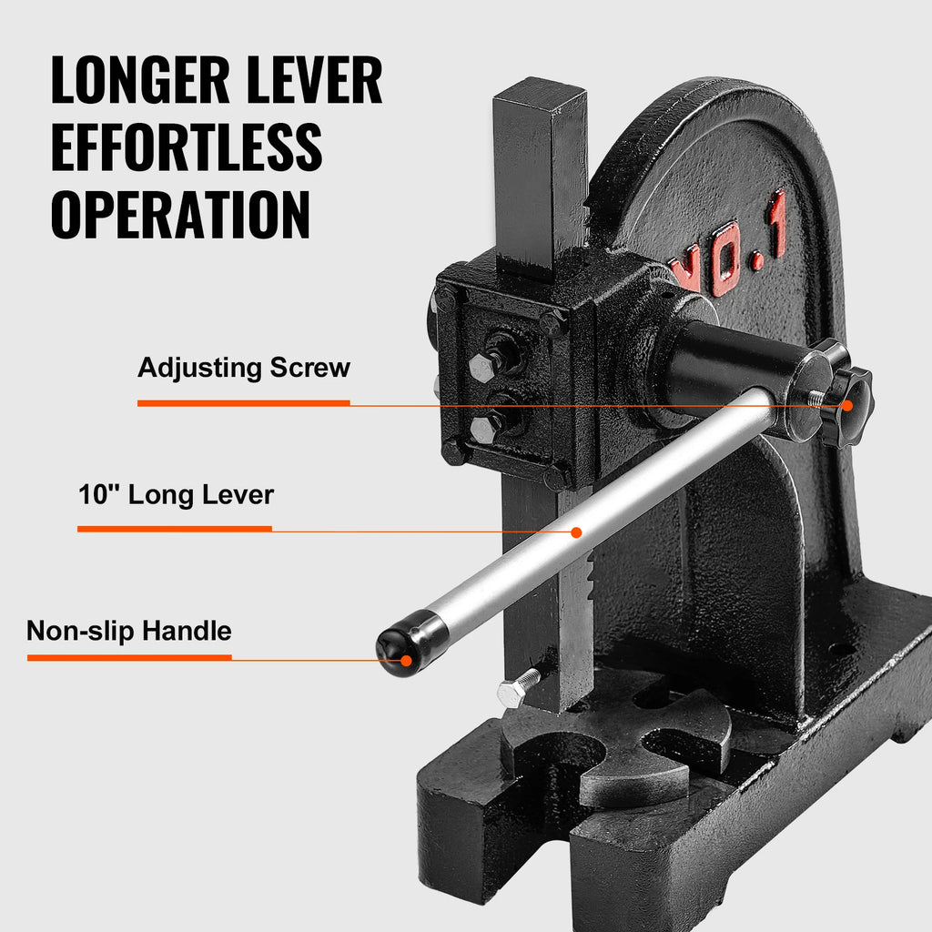 SucceBuy 1 Ton Arbor Press Manual Arbor Press Cast Iron Heavy-duty Manual Desktop Arbor Press Precision Hand Press for Stamping