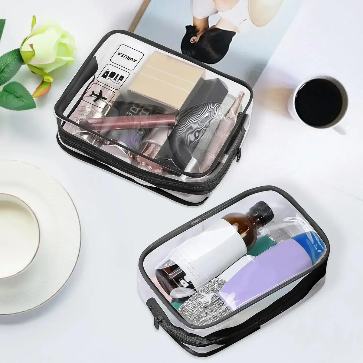 1/3pcs Transparent Zipper Makeup Bag Organizer Box Men Women Travel Clear Cosmetic Bag Waterproof Toiletry Wash Make Up Bags