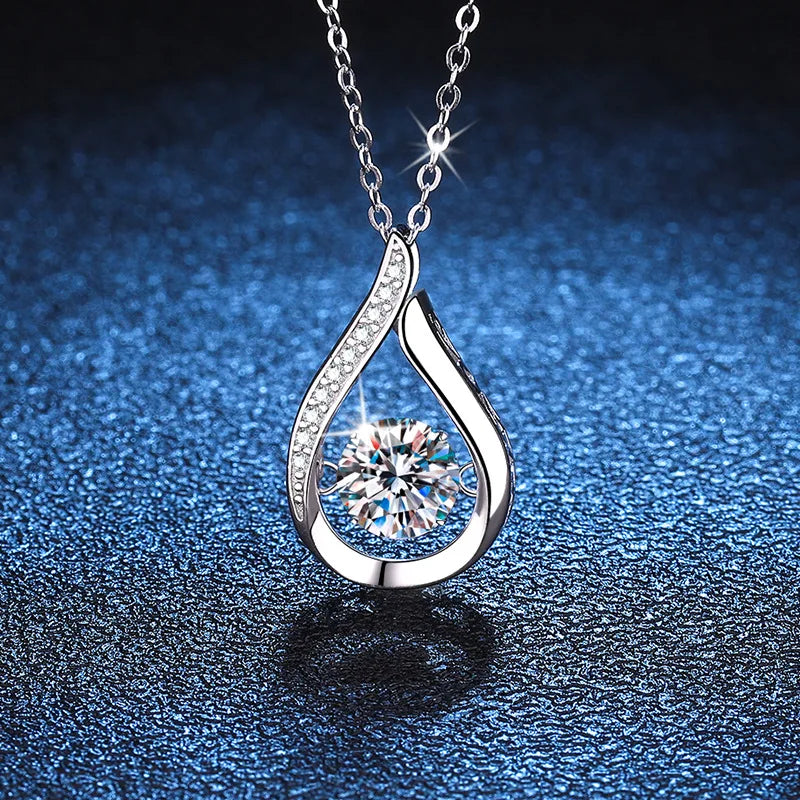 VVS1 D Color Moissanite Necklace For Women Fine Jewelry 925 Sterling Sliver Chain Plated 18k White Gold