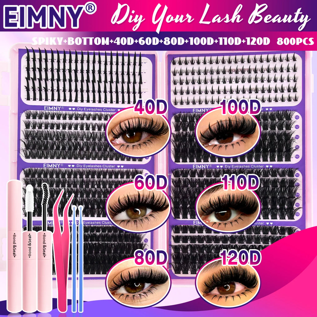 Show-Stopping Top & Bottom Lash Kit – 250/740 Cluster Shell Fluffy Volume, Mix-&-Match Lengths & Styles! Killer for Any Look