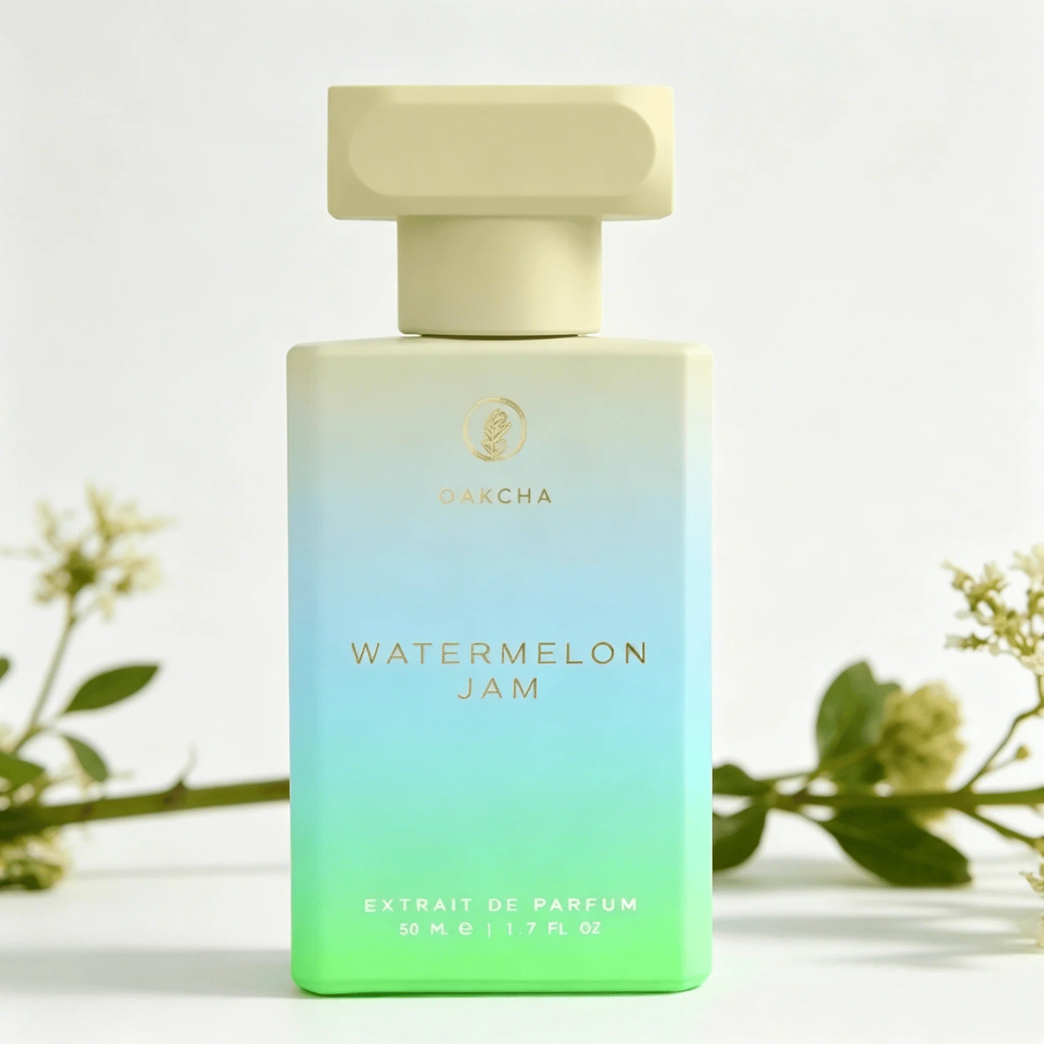 Oakcha Watermelon Jam Extrait De Parfum 50ml Long Lasting Fresh Juicy Watermelon Fruity Fragrance Women Perfume Gradient Blue Green Frosted Bottle Summer Refreshing Scent Daily Vacation Gift for Ladies