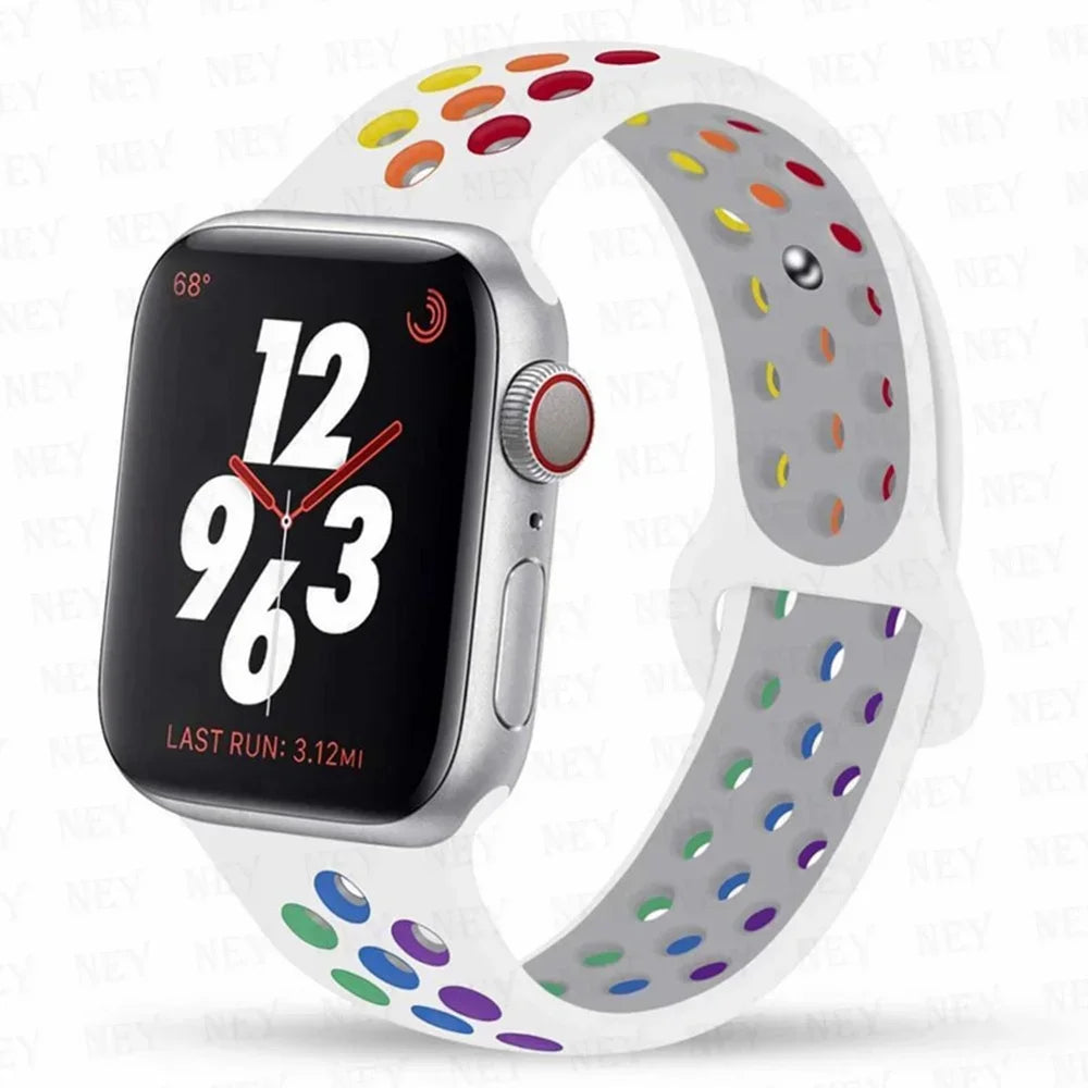 Sport Strap For Apple Watch Band 45mm 49mm 44mm 40mm 41mm 42mm Silicone bracelet correa iWatch Ultra 2 Series 9 8 SE 7 6 5 4 3