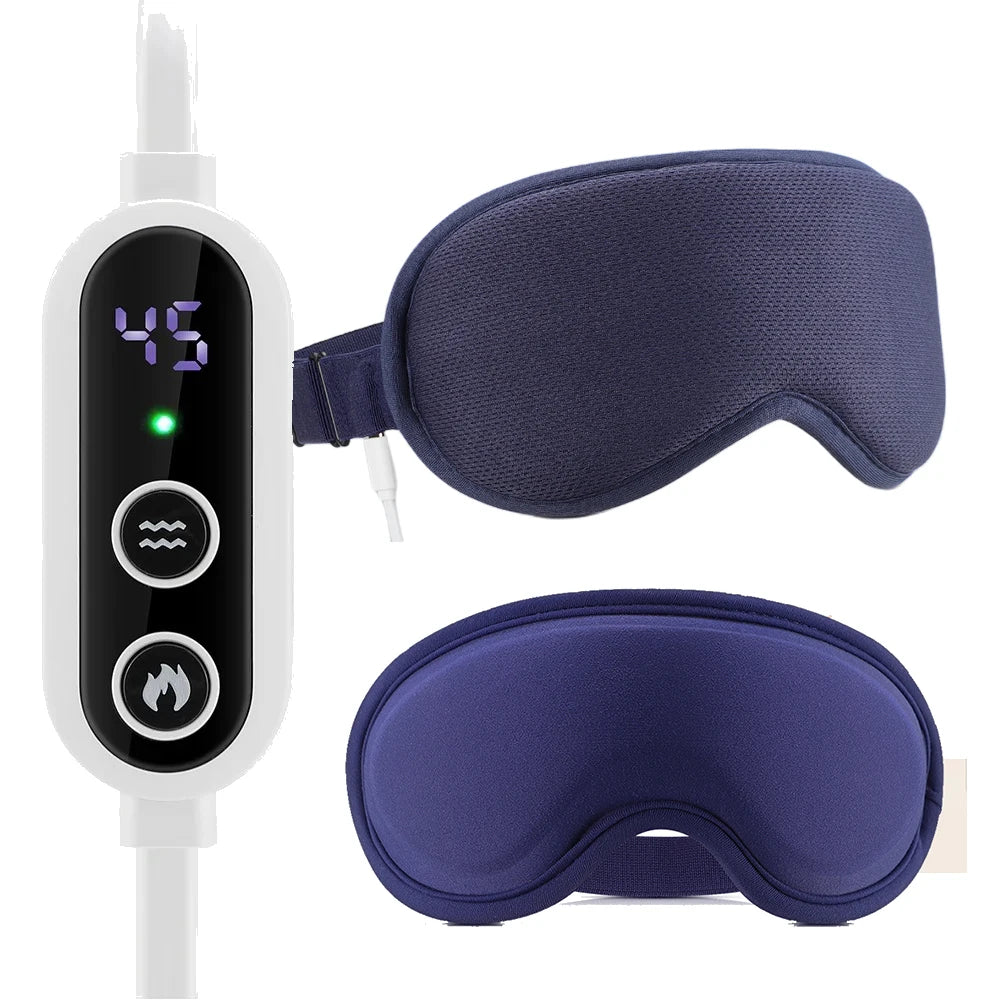 USB Charging Heated Eyemask Vibration Massage for Dry Eyes Relieve Eye Fatigue Warmth Sleep Shading Office Home Travel Eye Mask