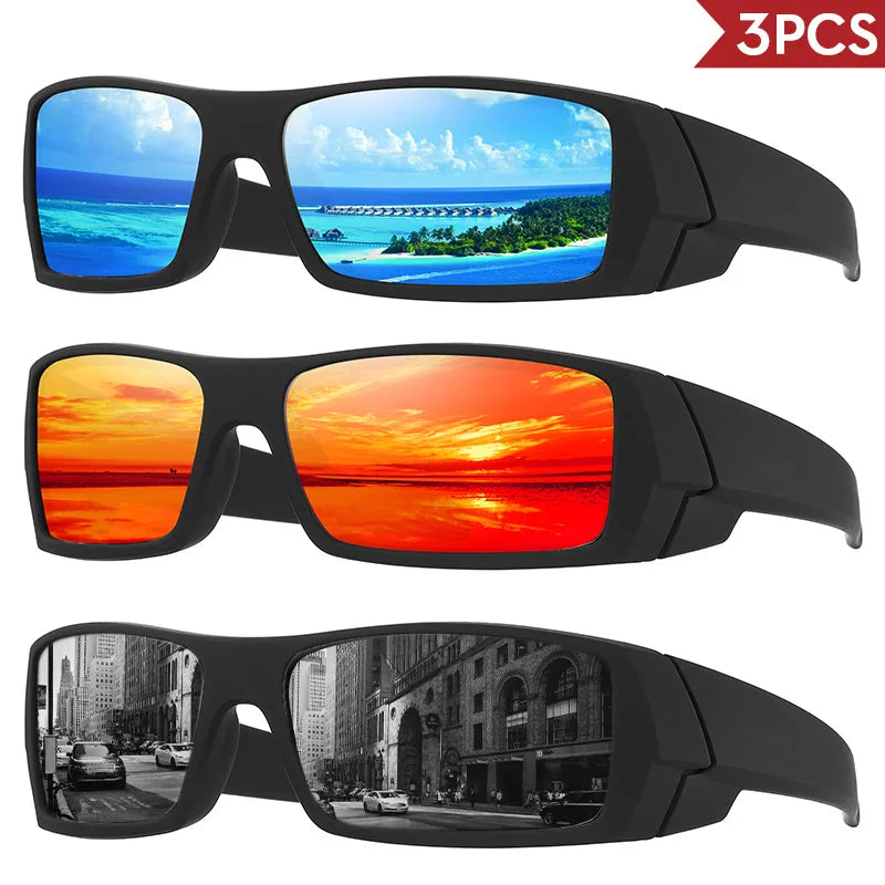 Square Frame Polarized Glasses, UV400 Full Frame for Cycling/Fishing, Outdoor Sports Sunglasses, Scratch-Resistant Lenses