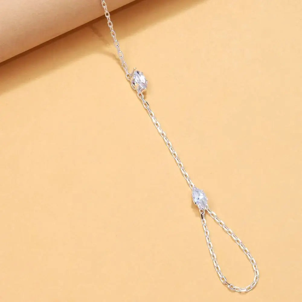 2025 Party Bling Zircon Crystal Bracelet Hand Chain for Women Rhinestone Thin Chain Finger Bracelet Jewelry Accessories Gift