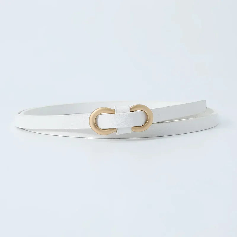 Metal Buckle PU Leather Knotted Belt Long Thin Adjustable Waist Belts Women Female Dress Coat Suit Decoration Straps