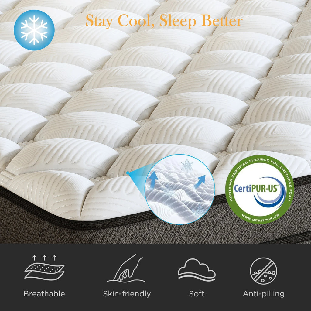 Full-Size Hybrid Mattress 12/14-Inch Medium Firm Gel Memory Foam with Pocketed Springs Boxed - Comfortable Mattress