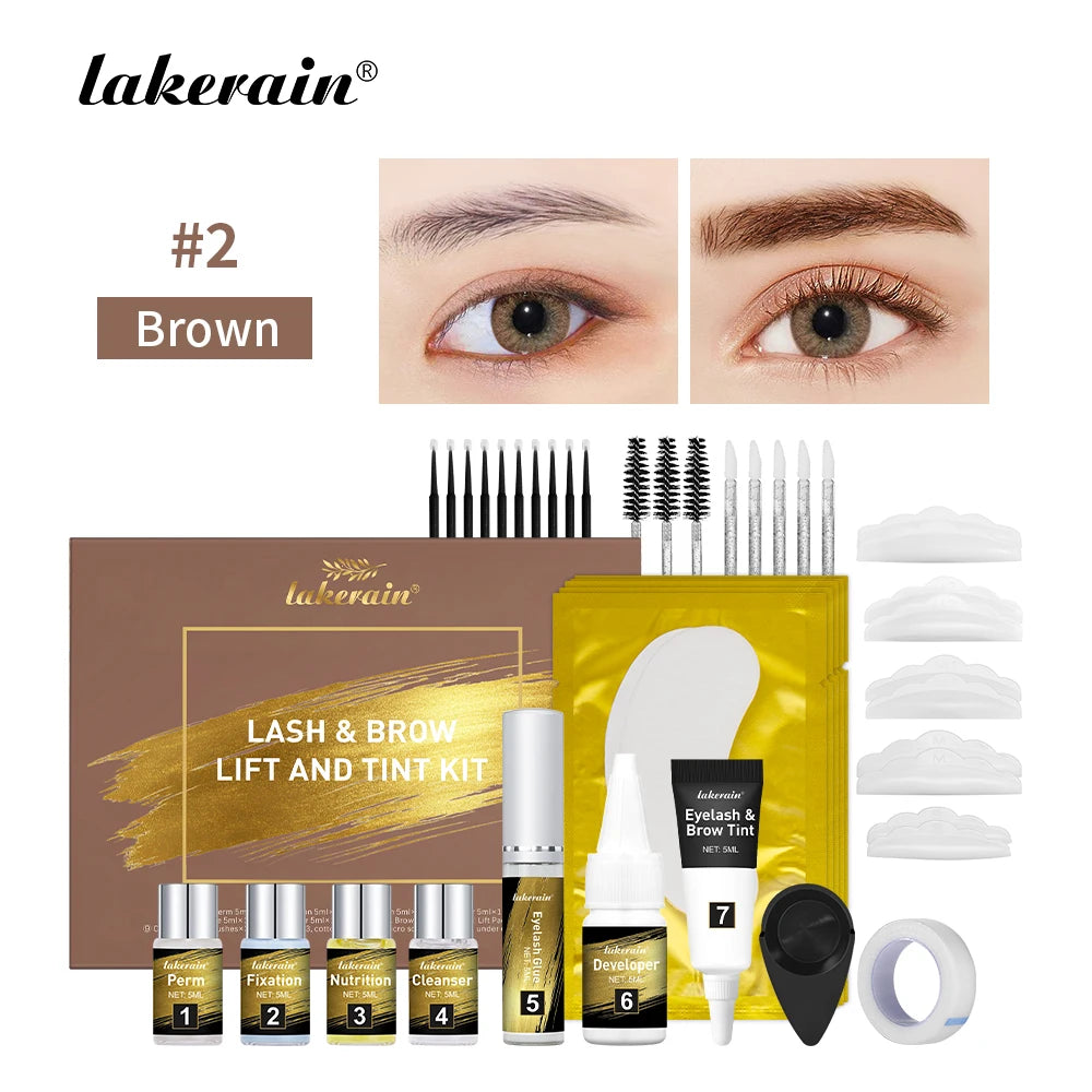 2 IN 1 Professional Fast Perming Lash & Brow Lifting Tint Kit Long-Lasting Mascara Lifting Eyelashes Enhancer Makeup Tool