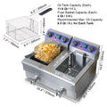 SucceBuy  12L Electric Deep Fryer w/Dual Removable Tanks Commercial Countertop  Fryer for Chicken French Fries Frying Chips