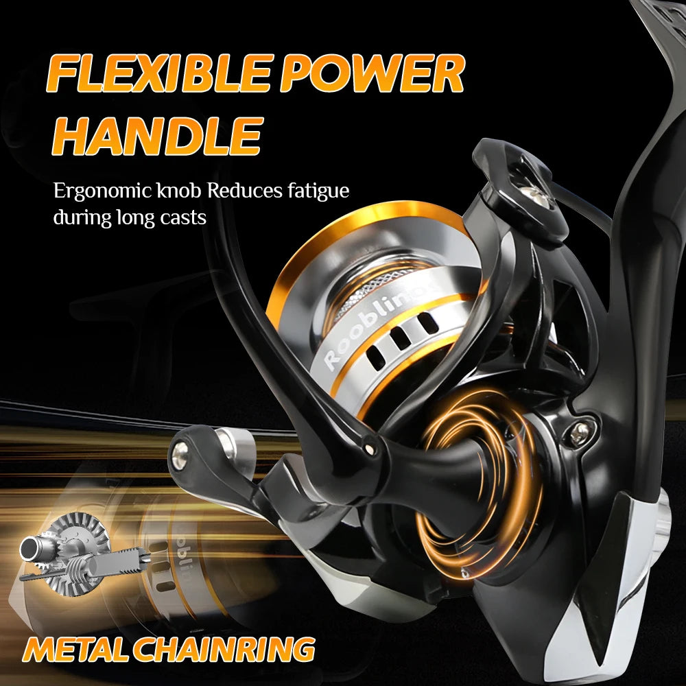 ROOBLINOS RY Spinning Reels Saltwater Freshwater Fishing Reel Ultralight Metal Frame Smooth And Tough High Speed Fishing Reels