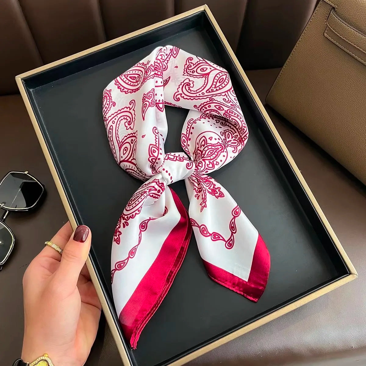 2025 New Yellow Lemon Print Square Silk Scarf for Women 70*70cm Neck Ties Fashion Decorate Neckerchief Female Hijab Bag Ribbions