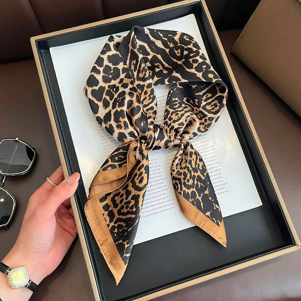 2025 New Yellow Lemon Print Square Silk Scarf for Women 70*70cm Neck Ties Fashion Decorate Neckerchief Female Hijab Bag Ribbions