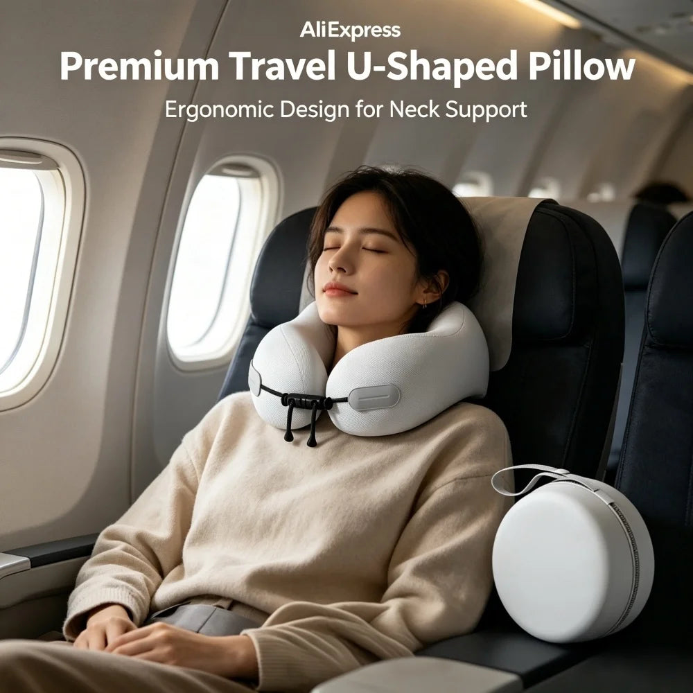 U Shaped Travel Neck Pillow Memory Foam Soft Support Pillow Portable Cushion for Airplane Office Home Relaxation