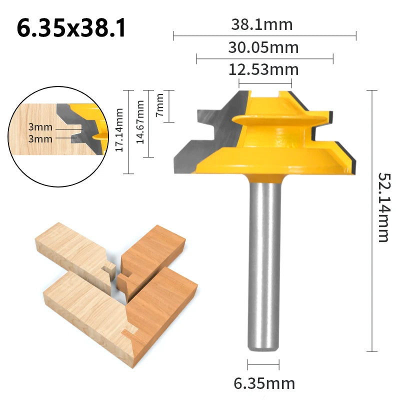 1Pc 45° Degree Lock Miter Router Bit Woodworking Milling Cutter For Wood Tools