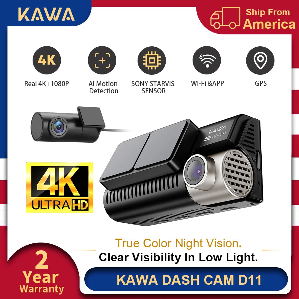 Dual-Channel Dash Camera with Wi-Fi and GPS