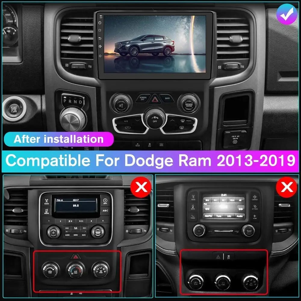 New Android 13 Touch Car Stereo Radio Multimedia Video Player GPS Navigation 5G WiFi Auto Radio For Dodge Ram 2013-2019 Wireless CarPlay Android Auto 9" HD IPS Display Support Cargo Rearview GPS DSP RDS BT AM/FM Auto AC 2GB+3