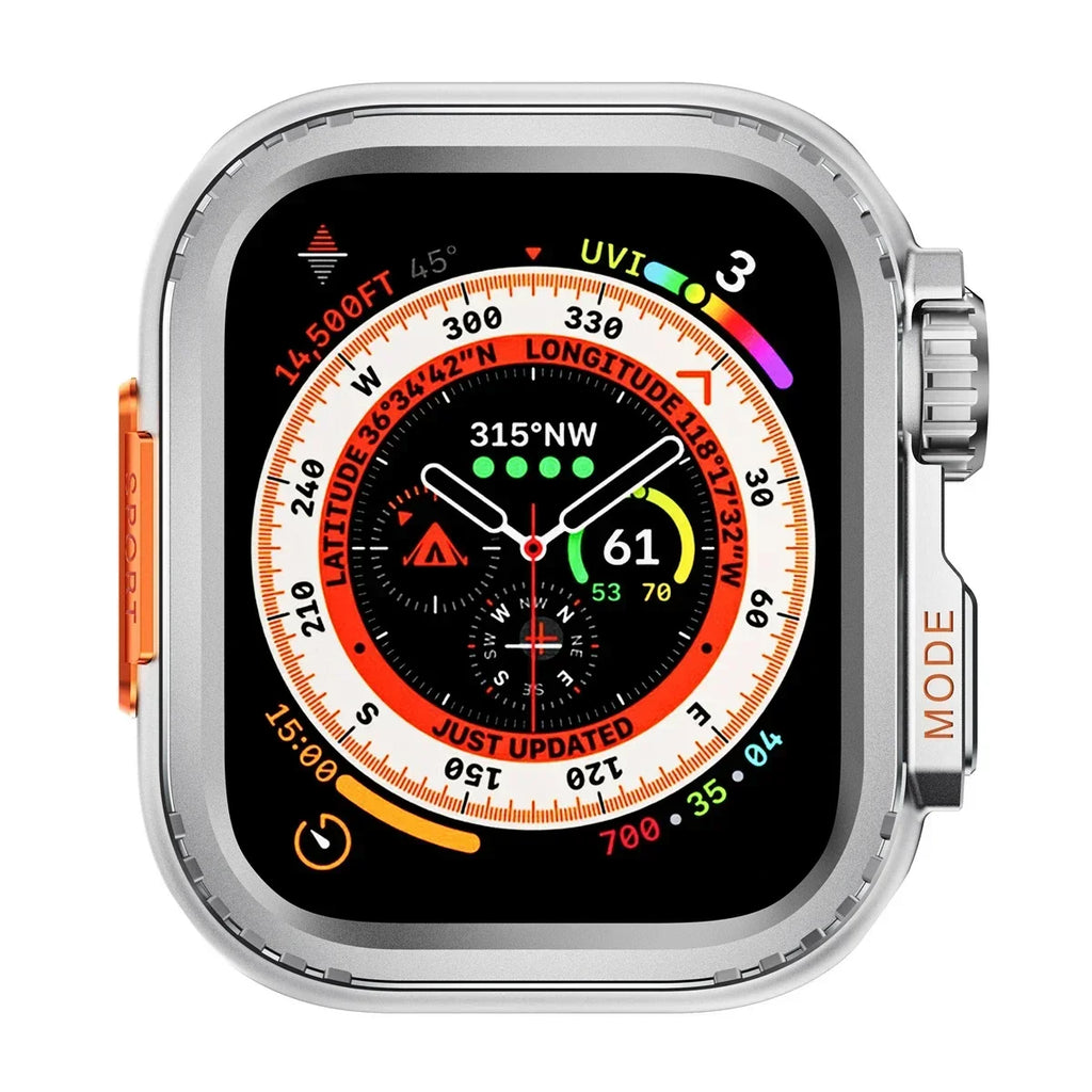 45MM 44MM Metal Watch Case For Apple Watch Series 9 8 7 5 6 4 SE 45mm Sport Change To Ultra Protection Bumper Cover