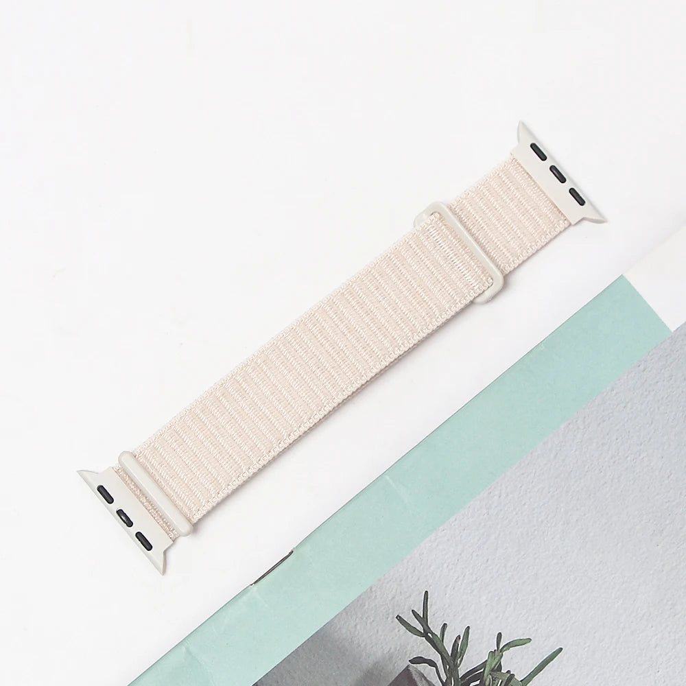 Nylon Strap For Apple Watch Band Ultra 2 49mm 45mm 41mm 44mm 42mm 38mm Adjustable Elastic Bracelet For iWatch Series 9 8 7 6 5 4