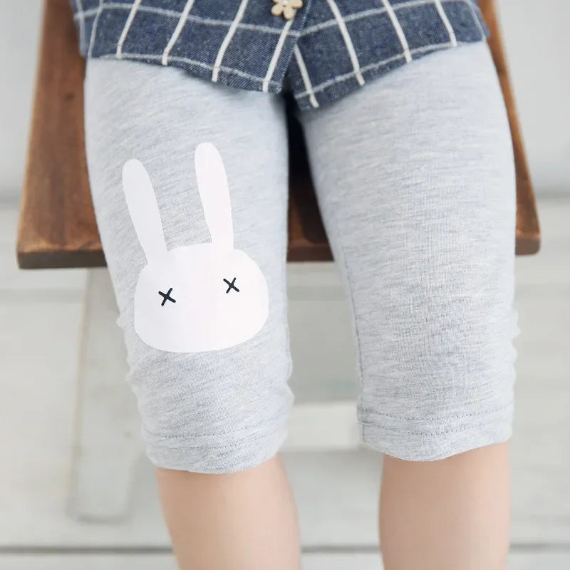 Girls Summer Leggings Rabbit Kids Knee Length Pants Leggins Trouser Elastic Cotton Candy Color Children Capris Girl Skinny Pants