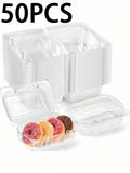 50 Clear Clamshell Food Containers & 200 Disposable PE Gloves Set, Disposable Takeout Boxes With Lids, Plastic Dessert Holders + Food Handling Gloves For Baking, Meal Prep, Parties, Picnics, Bakery, Restaurant, Home Kitchen